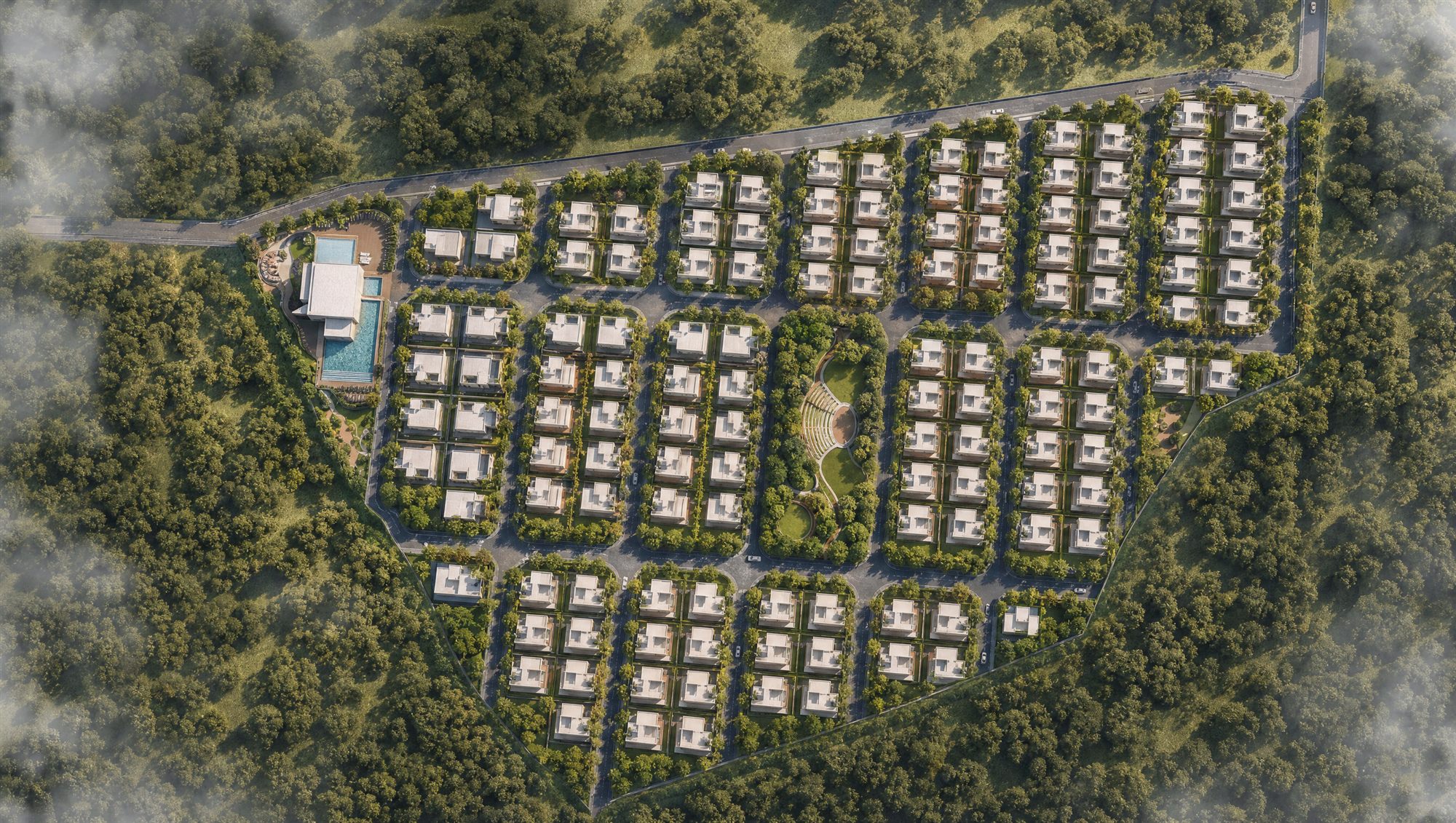 Aerial site plan of the Ankura villa community